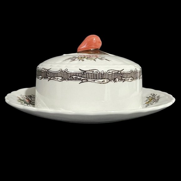 Vintage 1960s Wood & Sons England Rosedale Butter Dish Ironstone Hand Engraved - Picture 2 of 11